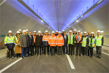 Transport, Maritime and Communication Minister Ahmet Arslan inspects the works.
